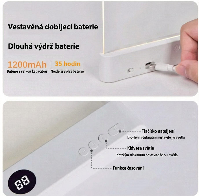 Svítící LED panel na čtení